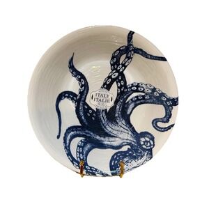 Ceramiche Blue Octopus Serving Bowl Lucy Nautical Coastal Ceramicheitalia Italy